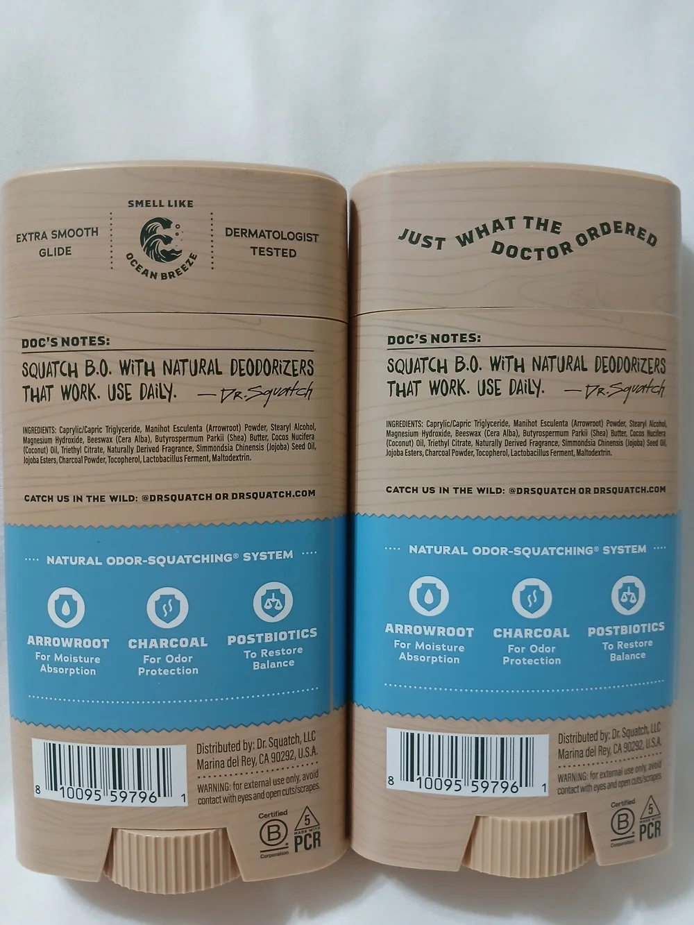 New- Dr Squatch-Coastal Mist Men’s Natural Deodorant - Tan & Blue-2 Set